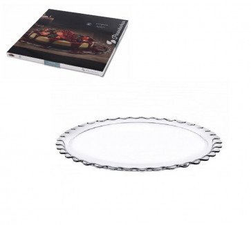 Круглое прозрачное плоское блюдо 37 см с фигурной каймой Pasabahce Патисерия 10539 10539 фото