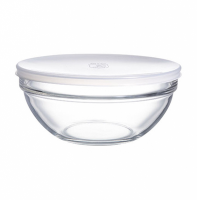 Салатник скляний для зберігання з білою кришкою Luminarc Empilable 20 см (H1152) H1152 фото