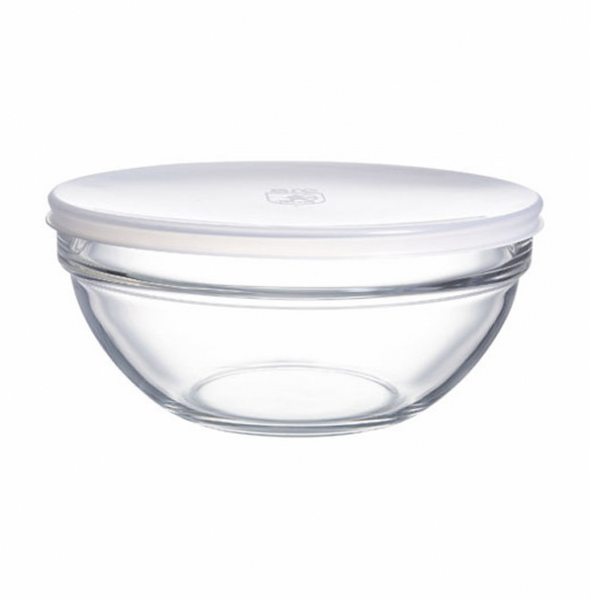 Салатник стеклянный для хранения с белой крышкой Luminarc Empilable 20 см (H1152) H1152 фото