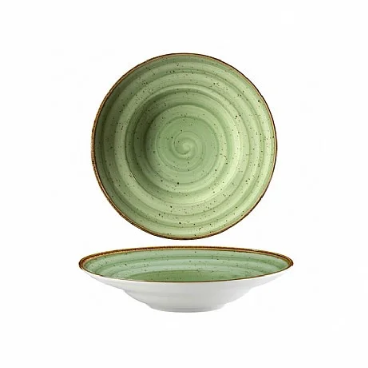 Тарелка Kutahya Porselen Corendon круглая зелёная для пасты глубокая 270 мм (GR3127) GR3127 фото