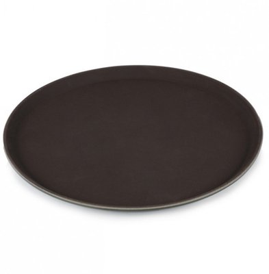 Таця ф35 см круглий пластик простий, чорний, коричневий тт 7380 фото