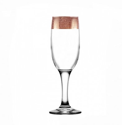 Набір - келихи для шампанського 190 мл 6 шт з візерунком "Кракелюр" колір "Рубін" до 30.04.23 TRV267-419 фото