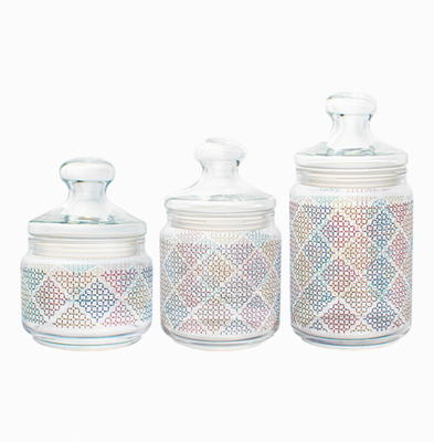 Набір скляних банок у дрібний ромб Luminarc Jar Pot Club Alto Rubis 3 шт. 0,5 + 0,75 + 1 л (p2043) P2043 фото