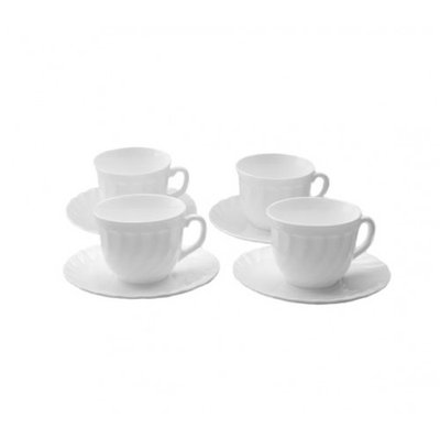 Чайный сервиз на 4 персоны белый с блюдцами Luminarc Trianon из 12 предметов (67530) 67530 фото