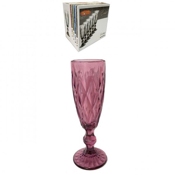 Набор розовых бокалов для шампанского HLS "Рубин" 6 шт. 150 мл. 6455 6455 фото