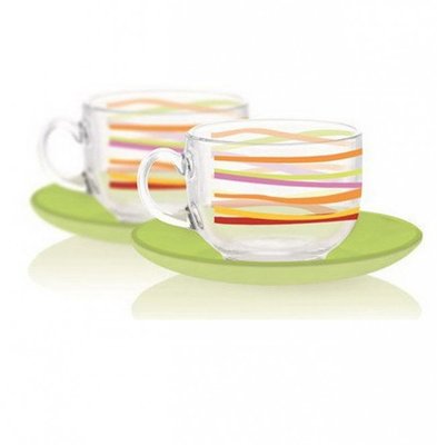Скляний сервіз чайний з різнобарвними кружечками Luminarc Evolution Rubans 220 мл (P6883) P6883 фото