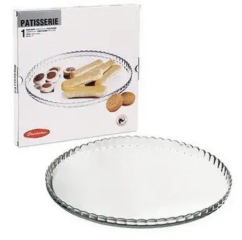 Круглое прозрачное плоское блюдо с фигурной каймой Pasabahce Патисерия 32.2 см (10345) 10345 фото