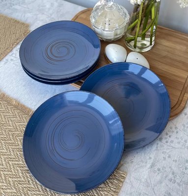 Фарфоровая тарелка Helios мелкая синяя 200 мм (4210) 4210 фото