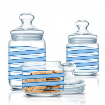 Набір:банка для зберігання продуктів Jar Club Spiral Blue (0,5л,0,75л,1л) 3шт Q0394 фото