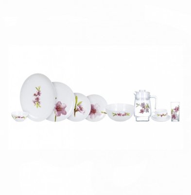 Столовый сервиз с розовыми орхидеями на 6 персон "Diwali Water Color" 46 предметов Luminarc (P7076) P7076 фото