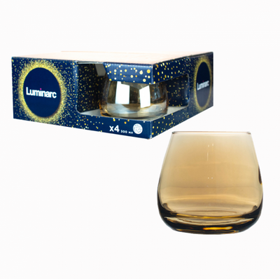 Набір низьких склянок "Золотий мед" 300 мл 4 шт Luminac Сір де Коньяк (P9309) P9309 фото