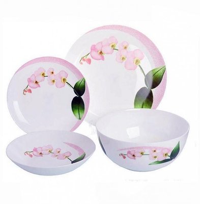 Сервиз столовый розово-белый с орхидеями и супником "Diwali Pink Orchid" 19 предметов Luminarc (Q0055) Q0055 фото