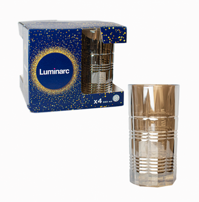 Набір високих склянок Luminarc Золотий мед 380 мл 4 шт (P9310) P9310 фото