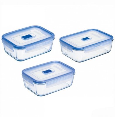 Набор контейнеров PureBoxActive прямоугольных с голубой крышкой 380,820,1220мл Luminarc H7686 H7686 фото