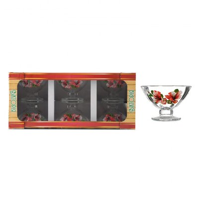 Набор стеклянных креманок "Виктория" цветы 6 шт (8256) 8256 фото